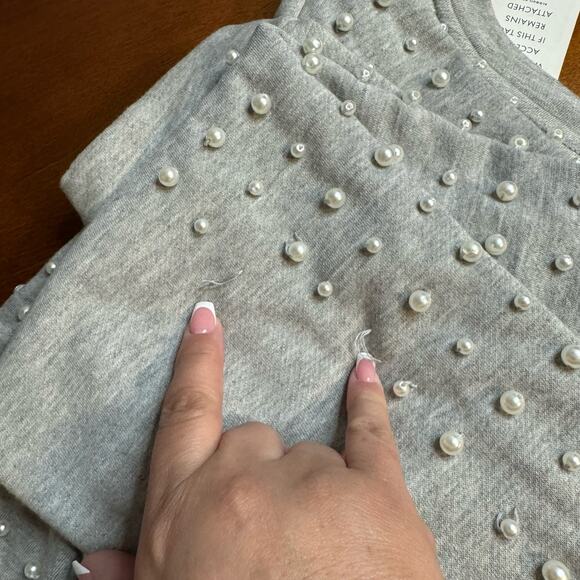 Eloquii Women's Pearl Embellished Heather Gray Sweatshirt NWT Size 22/24 - Picture 10 of 10